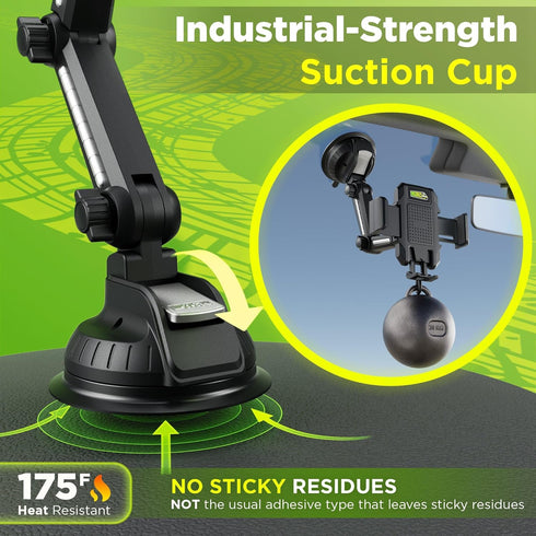 Truck Phone Holder Mount Heavy Duty Cell Phone Holder for Truck Dashboard Windshield, Compact 10.3 inch Arm, Super Suction Cup & Stable, Compatibl...